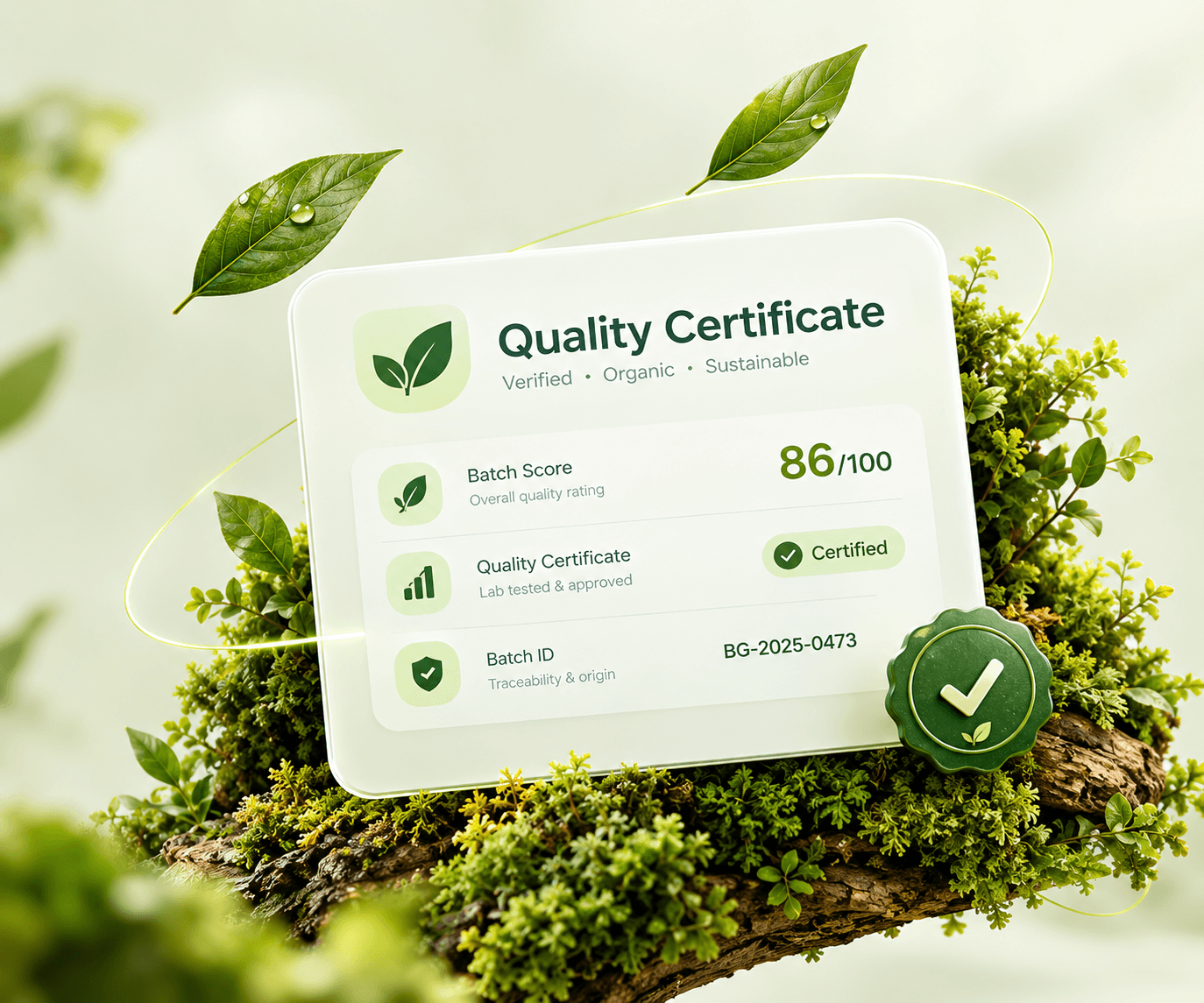 Un certificat posé sur de la mousse